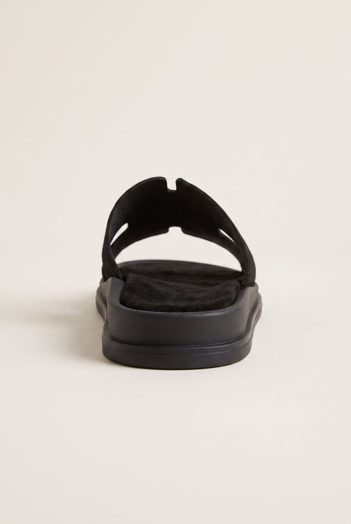 Suede Sandals with Cutouts - Black