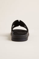 Suede Sandals with Cutouts - Black