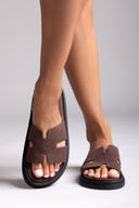 Sandalias de ante con with Cutouts - Marrón