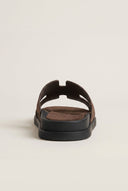 Suede Sandals with Cutouts - Brown-Suede Sandals with Cutouts - Brown
