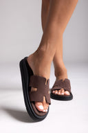 Sandalias de ante con with Cutouts - Marrón