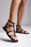 Sandali gladiator in pelle - Nero
