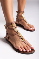 Sandali gladiator in pelle - Marrone