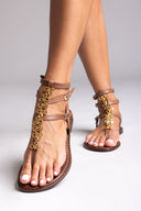 Sandali gladiator in pelle - Marrone