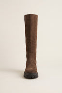 Mid-Length Suede Leather Boots - Brown Suede