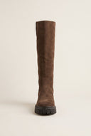 Mid-Length Suede Leather Boots - Brown Suede