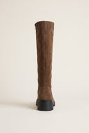 Mid-Length Suede Leather Boots - Brown Suede