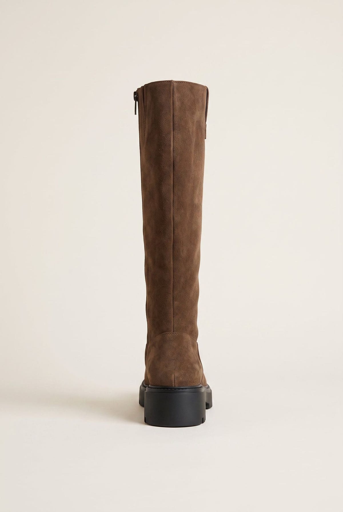 Mid-Length Suede Leather Boots - Brown Suede