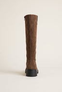 Mid-Length Suede Leather Boots - Brown Suede