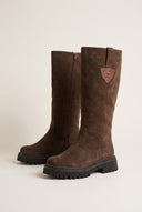 Mid-Length Suede Leather Boots - Brown Suede