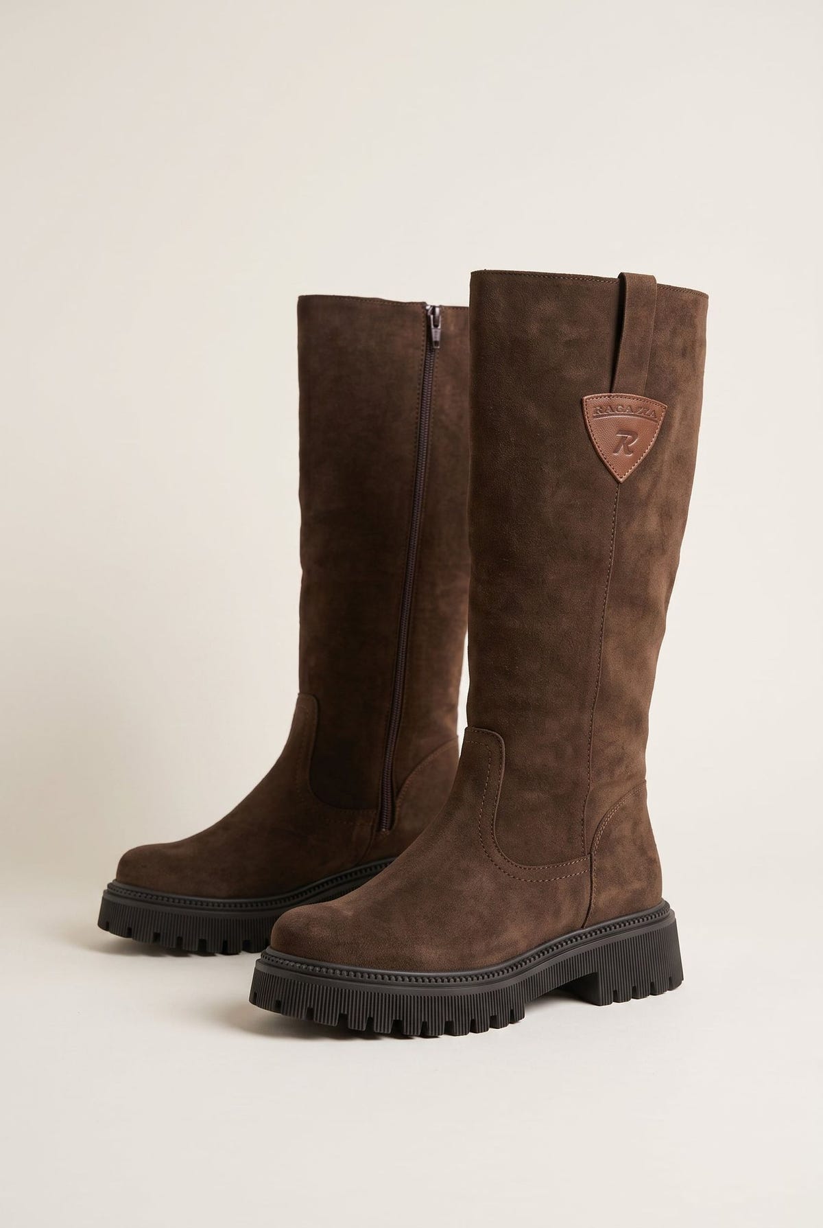Mid-Length Suede Leather Boots - Brown Suede