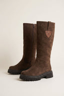 Mid-Length Suede Leather Boots - Brown Suede