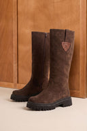 Mid-Length Suede Leather Boots - Brown Suede