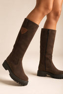 Mid-Length Suede Leather Boots - Brown Suede