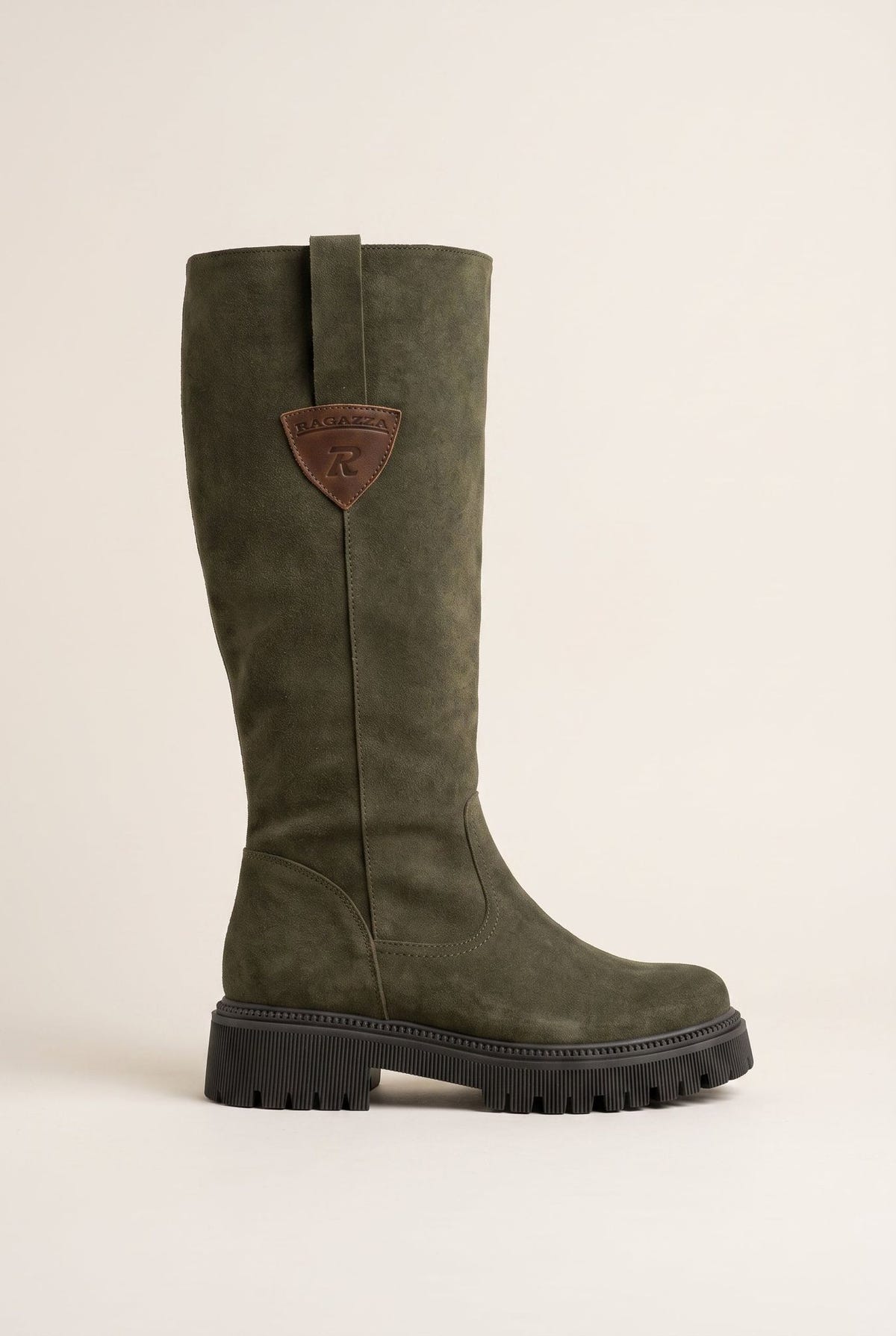 Mid-Length Suede Leather Boots - Olive Suede