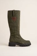 Mid-Length Suede Leather Boots - Olive Suede