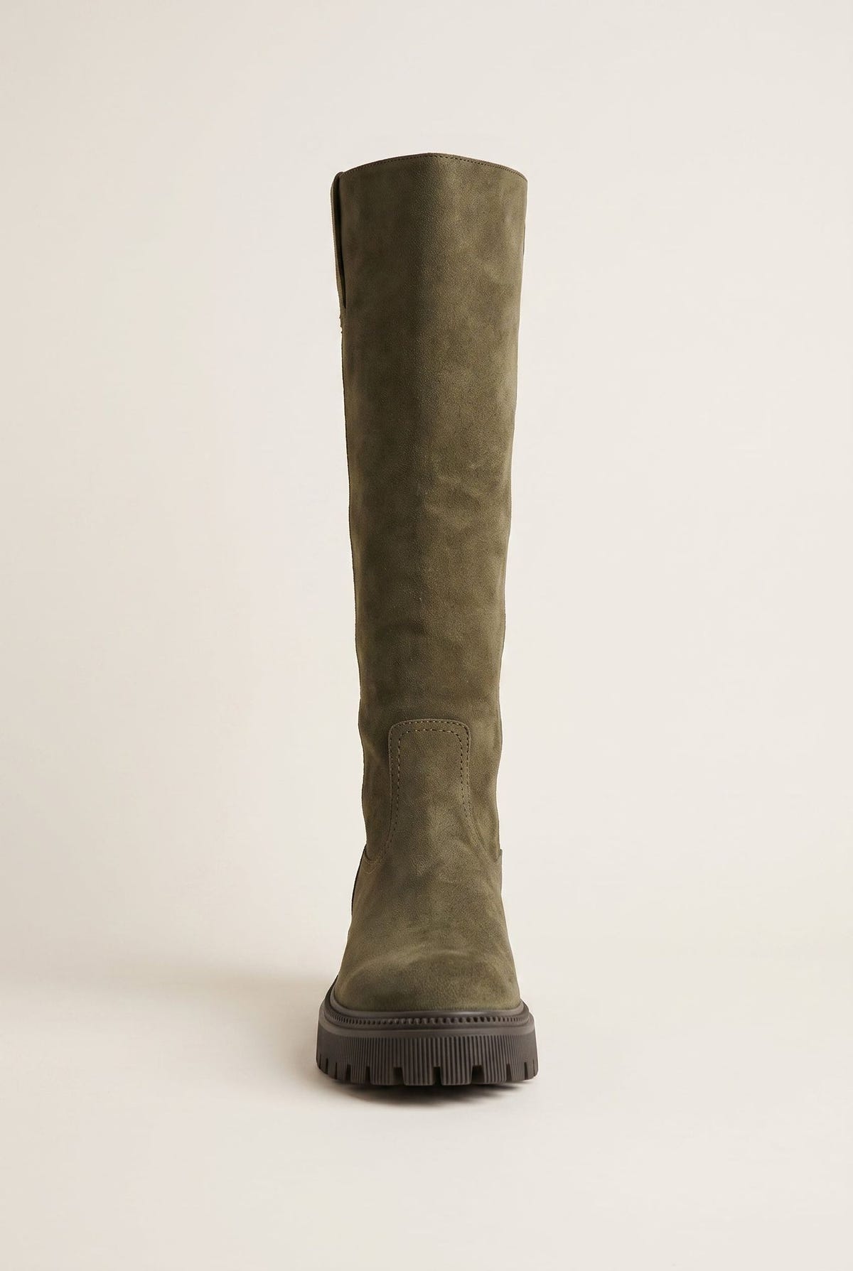 Mid-Length Suede Leather Boots - Olive Suede