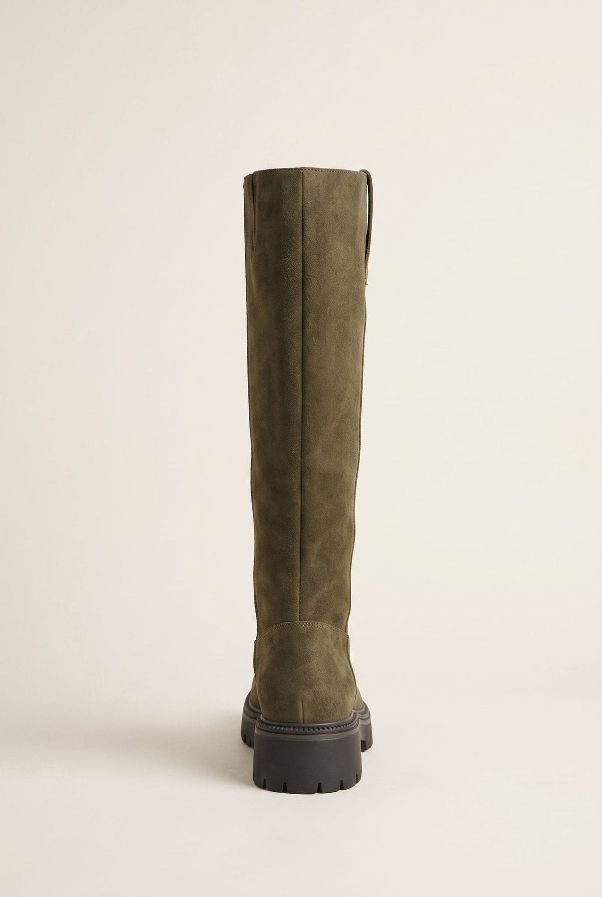 Mid-Length Suede Leather Boots - Olive Suede