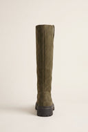 Mid-Length Suede Leather Boots - Olive Suede