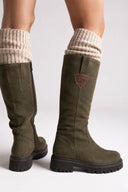 Mid-Length Suede Leather Boots - Olive Suede