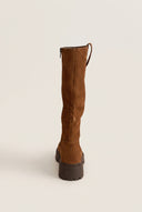 Mid-Length Suede Leather Boots - Tan Suede