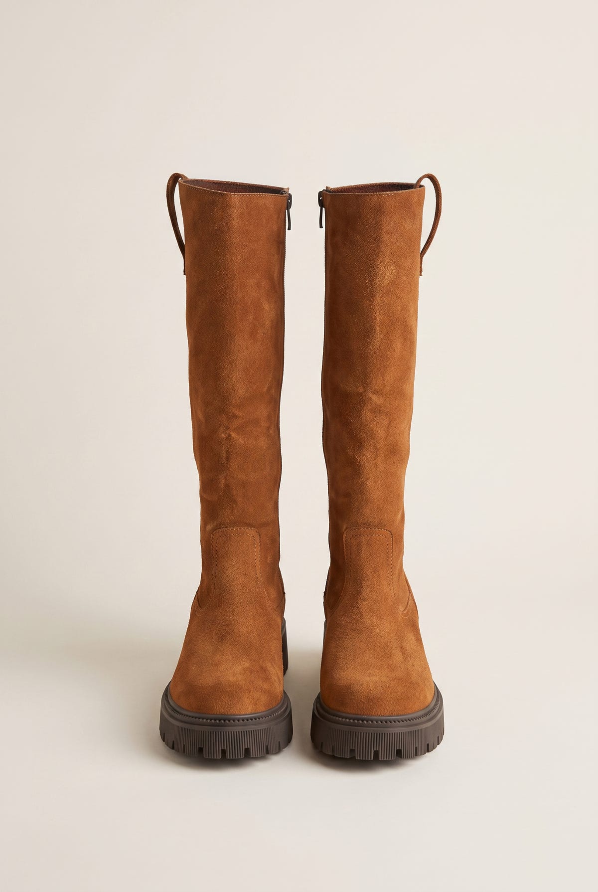 Mittelhohe Wildlederstiefel - Hellbraunes Wildleder