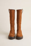 Mid-Length Suede Leather Boots - Tan Suede