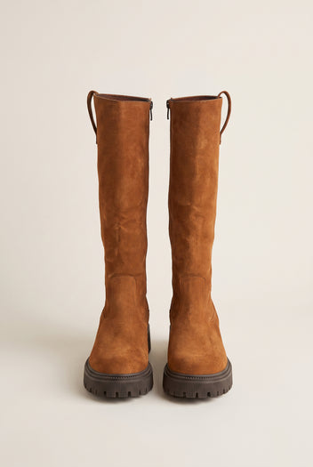 Mittelhohe Wildlederstiefel - Hellbraunes Wildleder