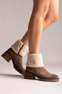 Carmela 162659 σουέτ μποτάκια με γούνα sherpa - ταμπά σουέτ