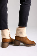 Carmela 162659 Suede Ankle Boots with Sherpa Cuf  - Camel Suede