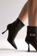 Μυτερά Μποτάκια Μποτάκια με Τακούνι Στιλέτο - Σκούρο Καφέ Ματ