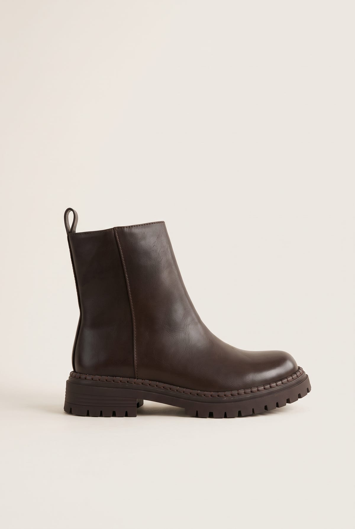 Casual Ankle Boots with Zipper - Brown Matte