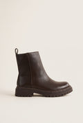 Casual Ankle Boots with Zipper - Brown Matte