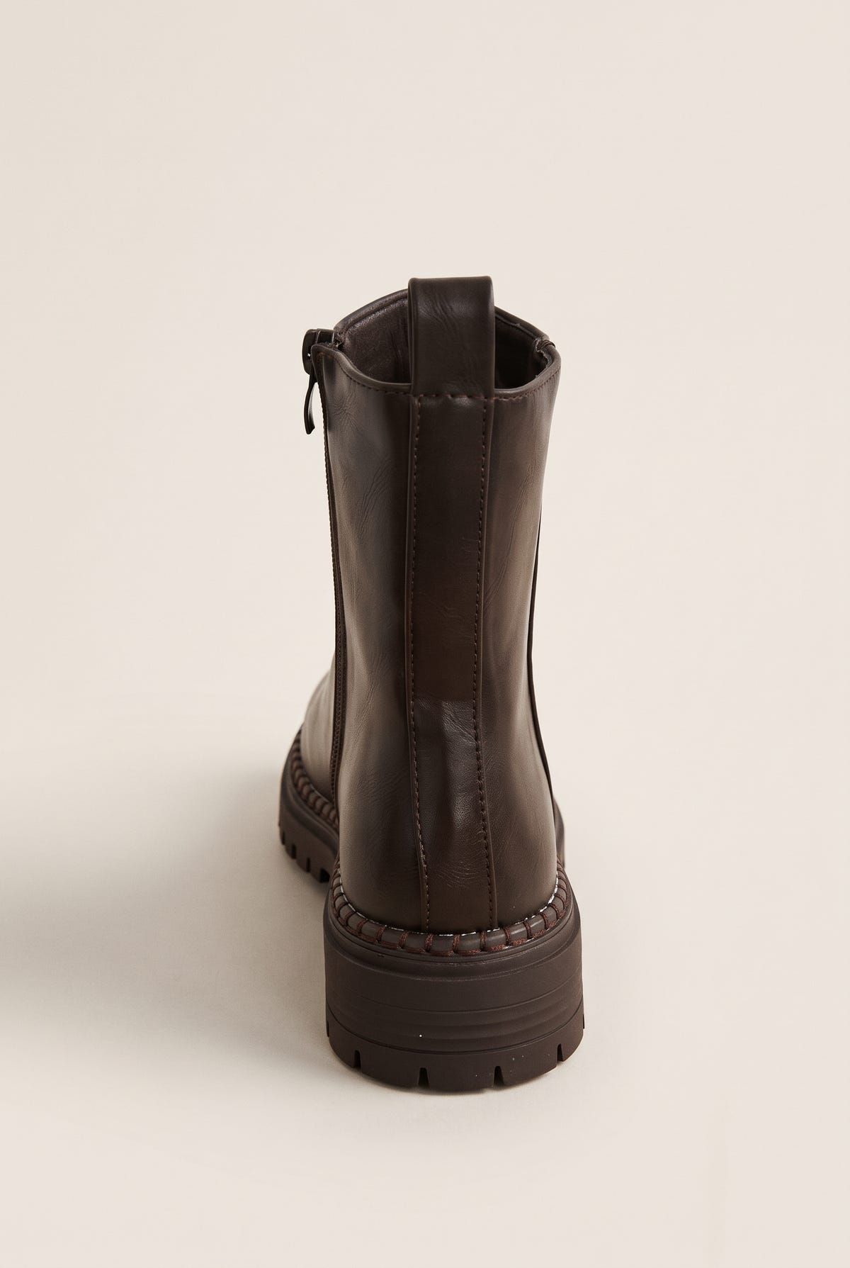 Casual Ankle Boots with Zipper - Brown Matte
