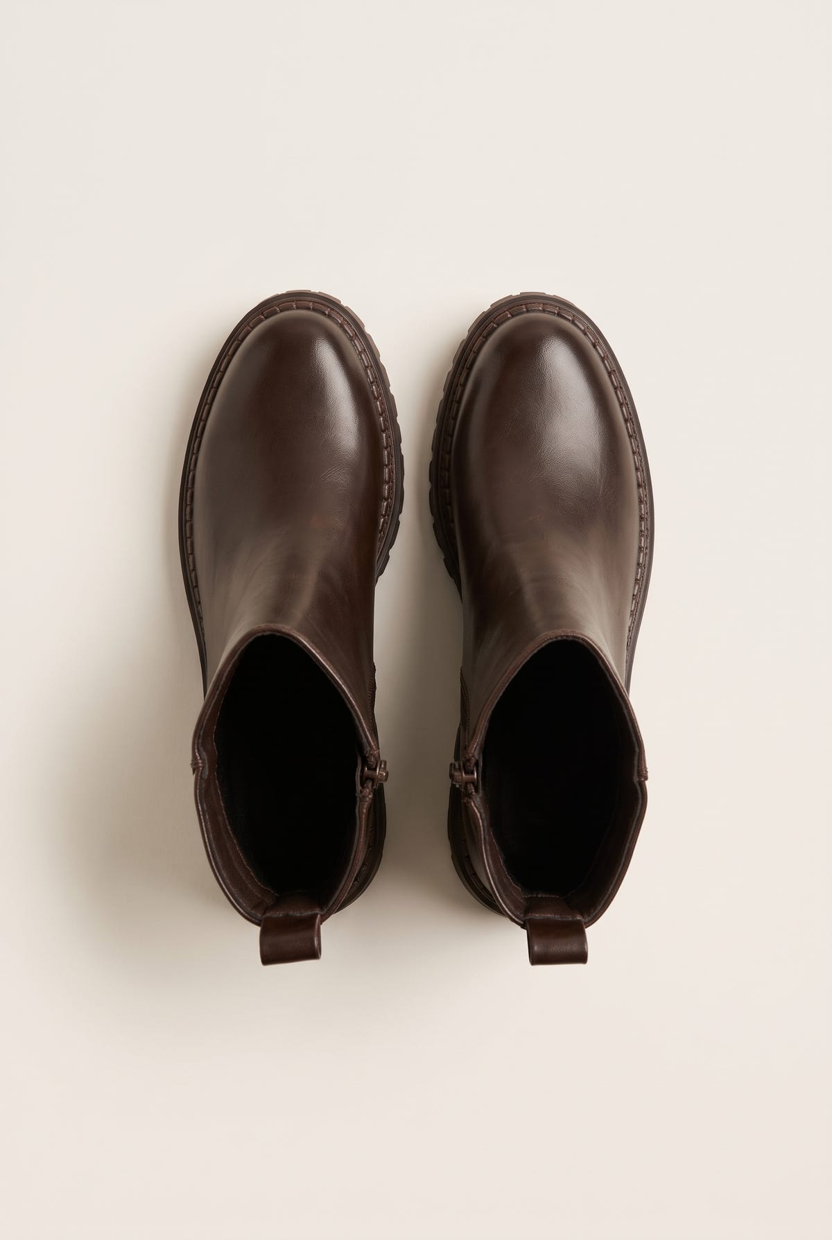 Casual Ankle Boots with Zipper - Brown Matte