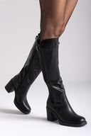 ERYNN Μπότες με χαμηλό τετράγωνο τακούνι - Μαύρο Ματ