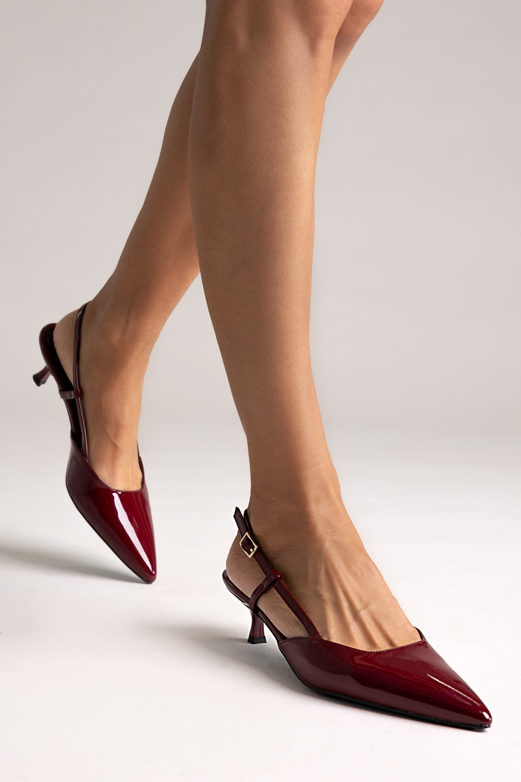 Slingback à bout pointu - bordeaux verni