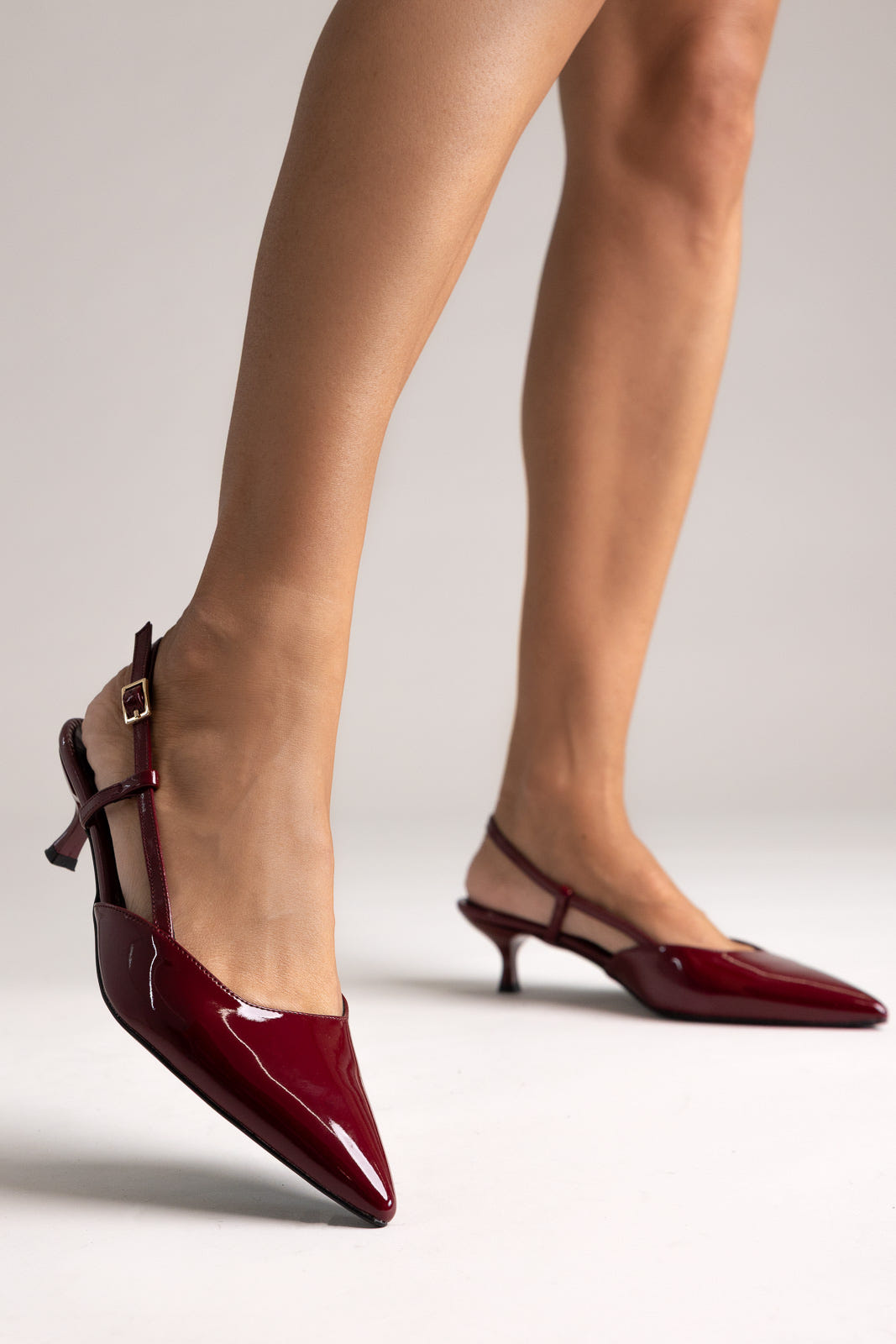 Slingback à bout pointu - bordeaux verni