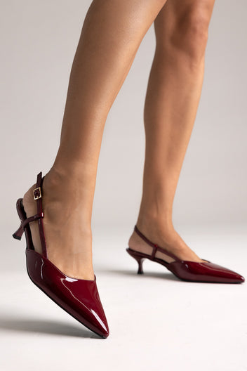 Slingback à bout pointu - bordeaux verni