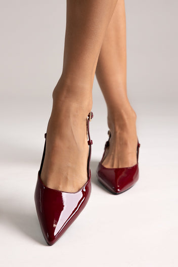 Slingback à bout pointu - bordeaux verni