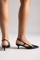 TFP Slingback Μυτερές Γόβες - Μαύρο Λουστρίνι