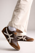 Low Top Bicolor Sneakers - Dark Brown Matte