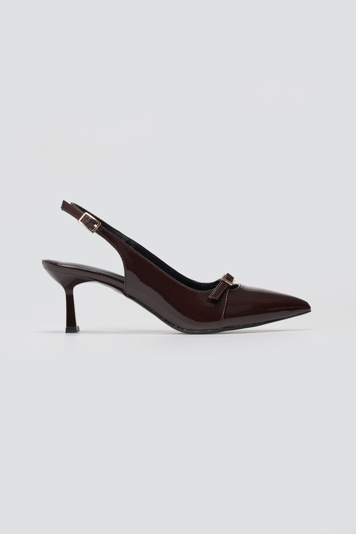 Slingback Kitten Heel - Brown Patent
