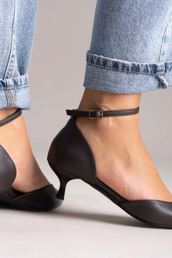 Zapatos de salón Cutout tacón kitten - Marrón oscuro mate