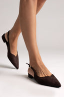 Slingback Pointed Ballet Flats TFP - Brown Suede