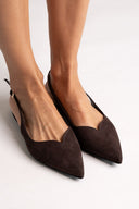 Slingback Pointed Ballet Flats TFP - Brown Suede