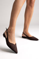 Slingback Pointed Ballet Flats TFP - Brown Suede