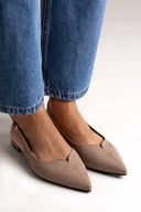 Slingback Pointed Ballet Flats TFP - Taupe Suede