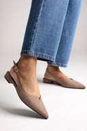 Slingback Pointed Ballet Flats TFP - Taupe Suede