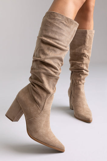 Boots Pointed Toe - Taupe Suede